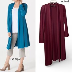 Susan Graver Every day duster cardigan liquid knit burgundy maroon size M